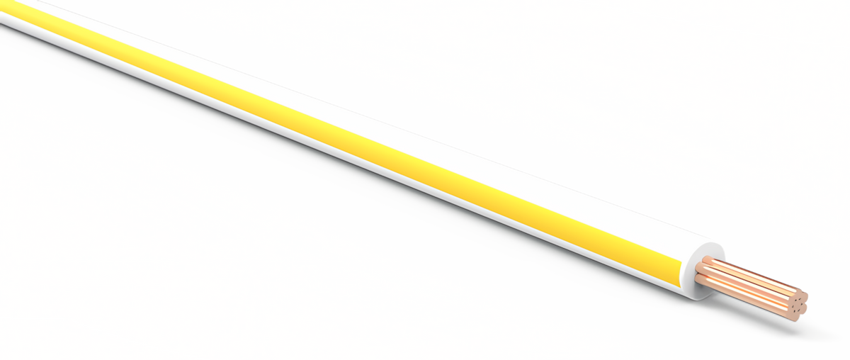 20ga Automotive TXL Wire - WHITE w/ YELLOW Stripe