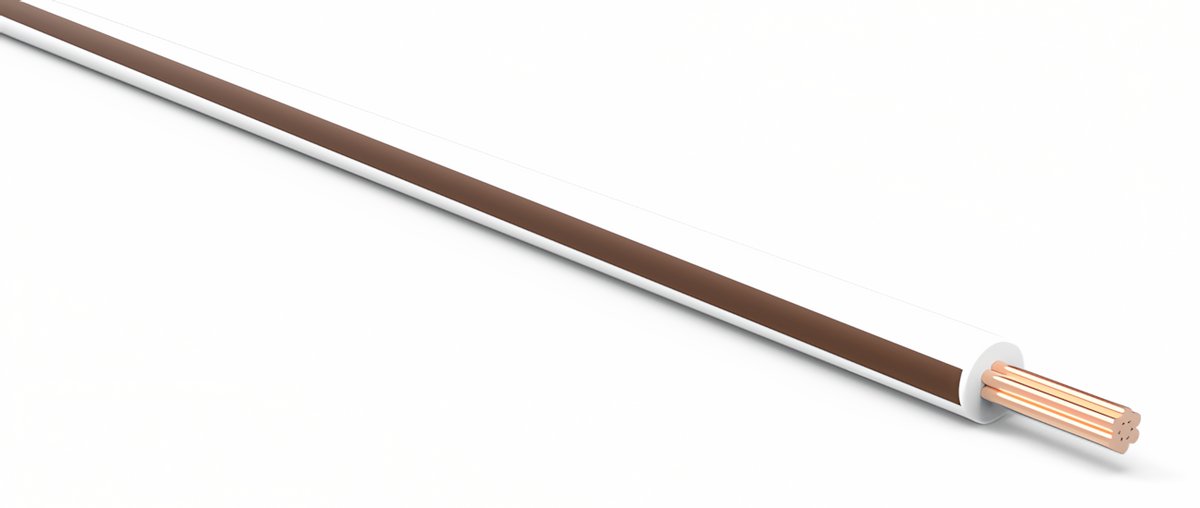 20ga Automotive TXL Wire - WHITE w/ BROWN Stripe