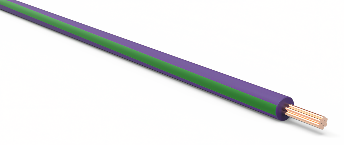 20ga Automotive TXL Wire - PURPLE w/ GREEN Stripe