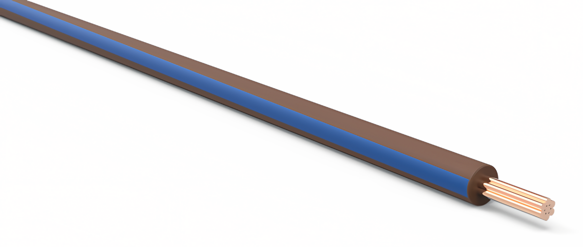 20ga Automotive TXL Wire - BROWN w/ BLUE Stripe