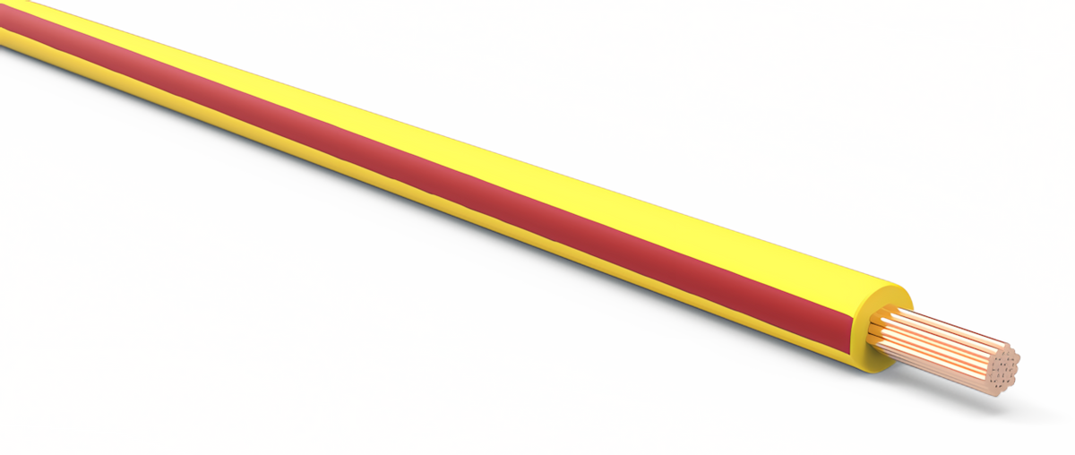 18ga Automotive TXL Wire - YELLOW w/ RED Stripe