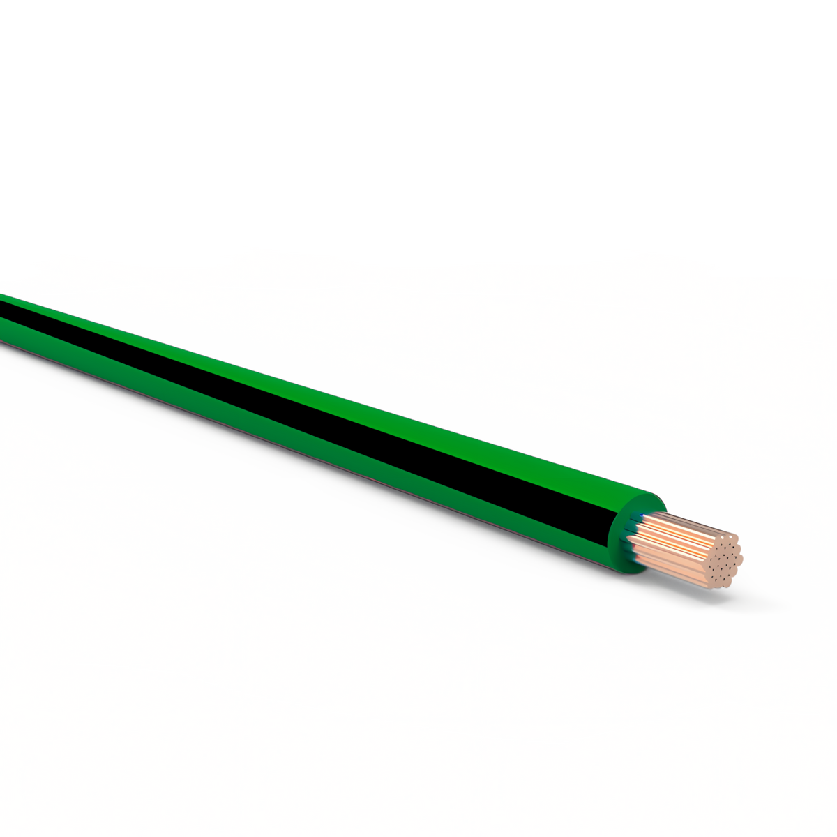 14ga Automotive TXL Wire - GREEN w/ BLACK Stripe