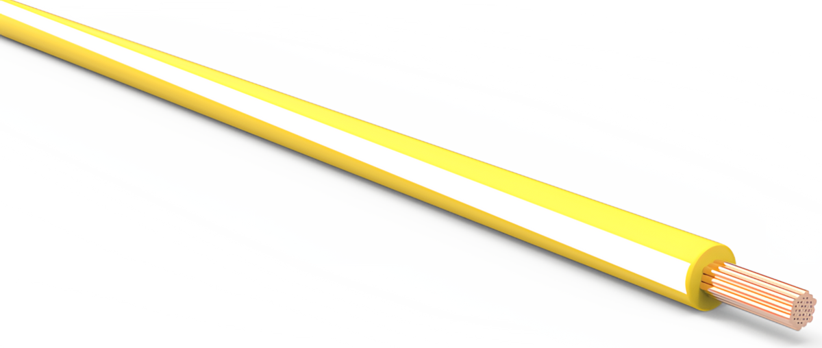 18ga Automotive TXL Wire - YELLOW w/ WHITE Stripe